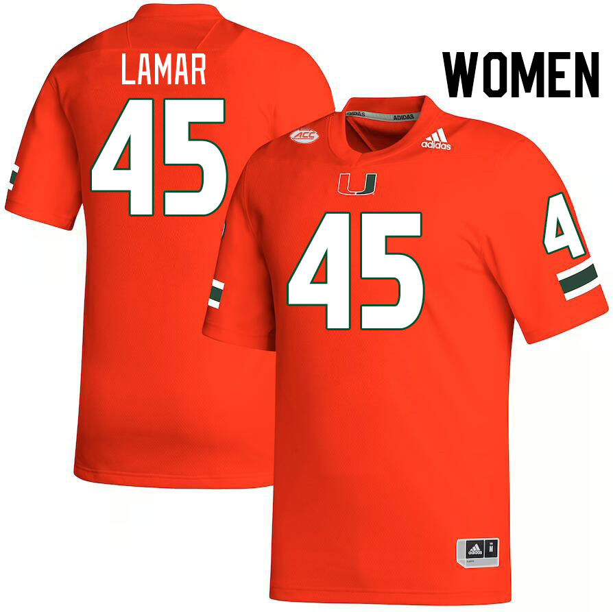 Women #45 Braylon Lamar Miami Hurricanes College Football Jerseys Stitched-Orange